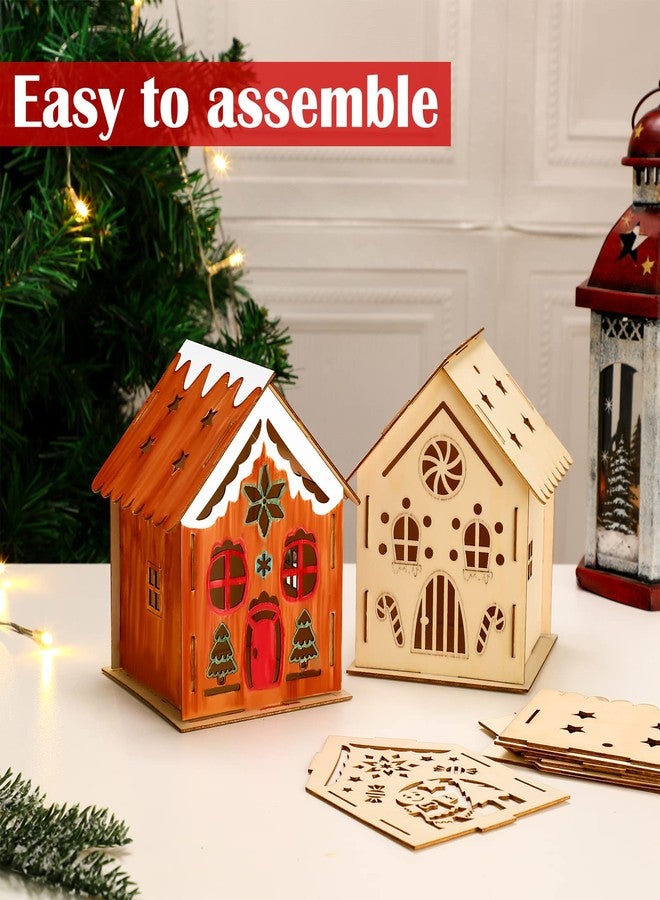 Kathfly 18 Sets Wooden Christmas Gingerbread Houses to Paint, Wood Houses Kit to Build with Watercolor Pens Make Your Own Xmas House Kits for Christmas Tree Ornaments DIY Art Project Activity - Image 4